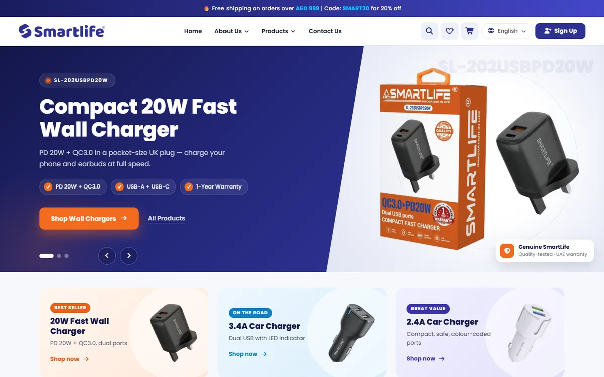 Home page of SmartLife